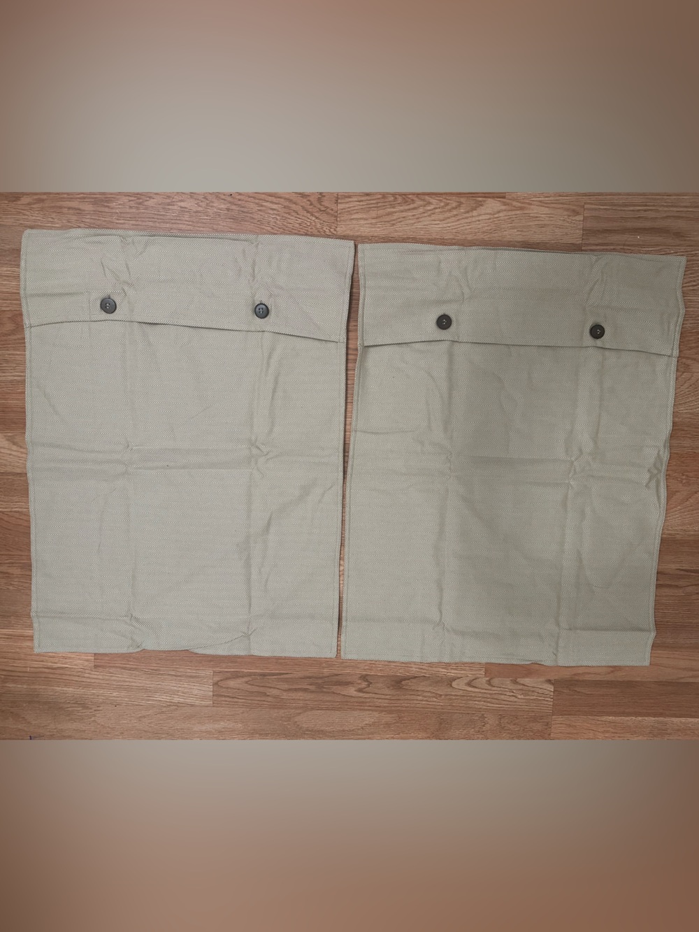 Nate Berkus standard two pillow sham. Beige/tan herringbone pattern.